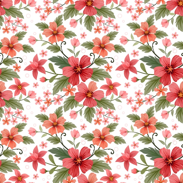 Coloridas flores dibujadas a mano con un patrón sin costuras