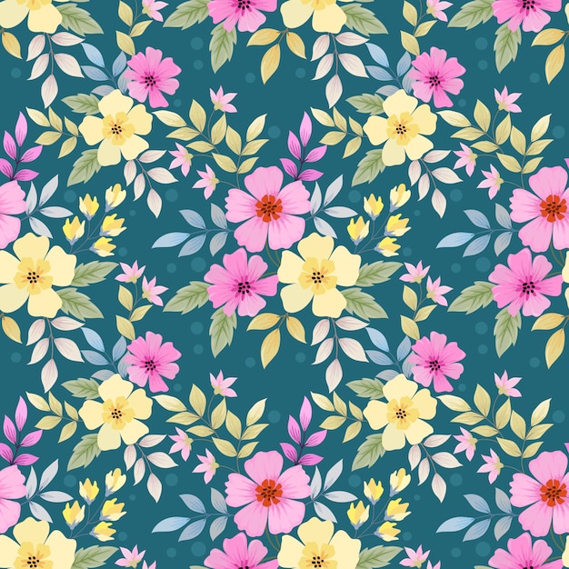 Coloridas flores dibujadas a mano con un patrón sin costuras