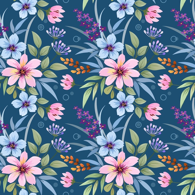 Coloridas flores dibujadas a mano de patrones sin fisuras para papel tapiz textil de tela.