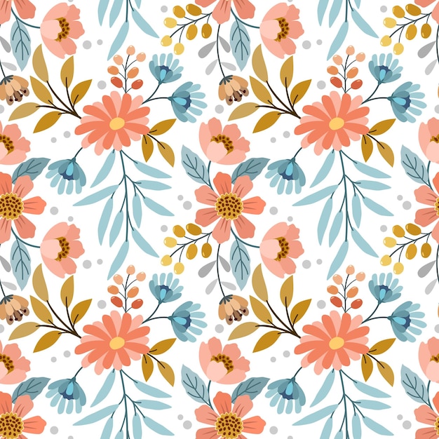 Coloridas flores dibujadas a mano de patrones sin fisuras para papel tapiz textil de tela.