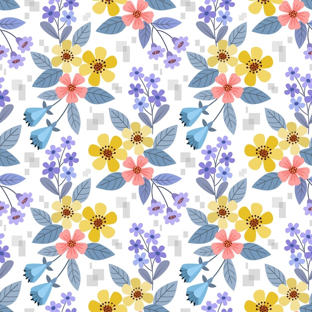 Coloridas flores dibujadas a mano de patrones sin fisuras para papel tapiz textil de tela.
