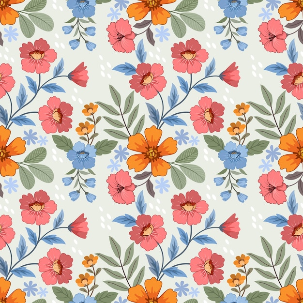 Coloridas flores dibujadas a mano de patrones sin fisuras para papel tapiz textil de tela.