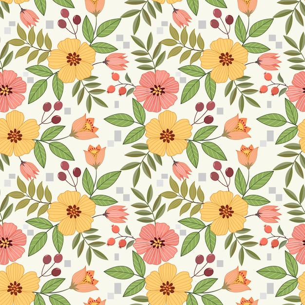 Coloridas flores dibujadas a mano de patrones sin fisuras para papel tapiz textil de tela.