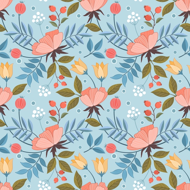 Coloridas flores dibujadas a mano de patrones sin fisuras para papel tapiz textil de tela.