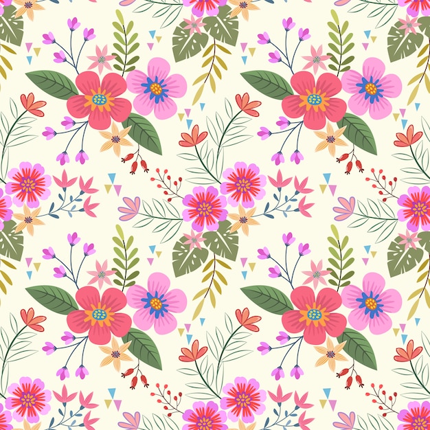 Coloridas flores dibujadas a mano de patrones sin fisuras
