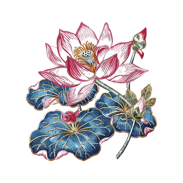 coloridas flores de loto conjunto de diseño de ilustraciones artísticas