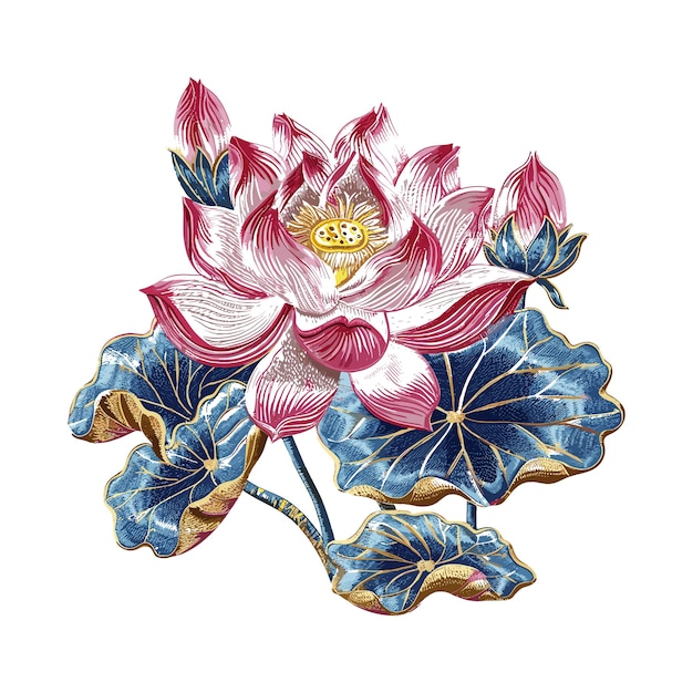 coloridas flores de loto conjunto de diseño de ilustraciones artísticas