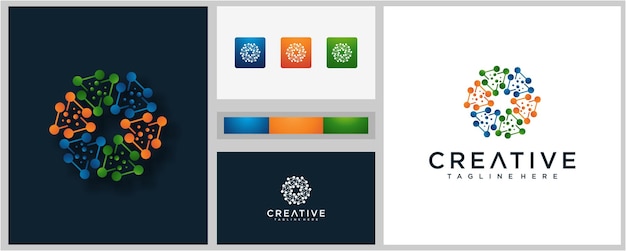 Coloridas inspiraciones de diseño de logotipos de moléculas