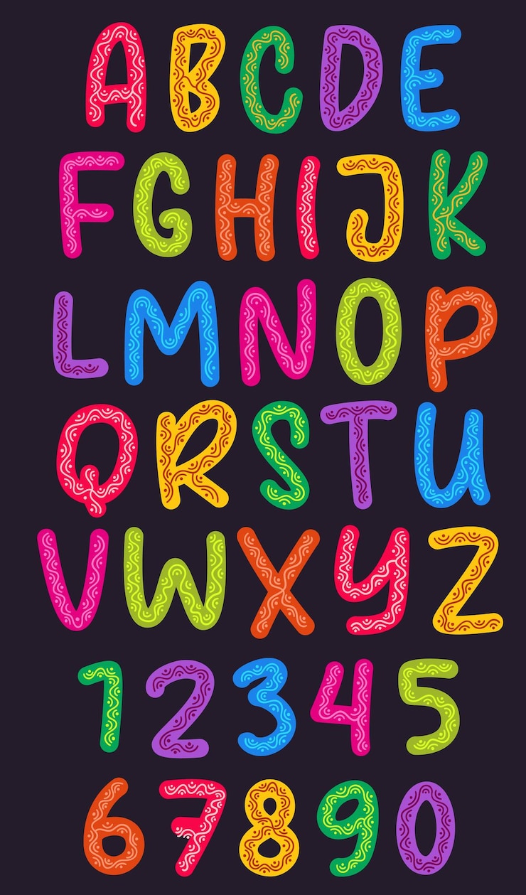 Vector coloridas letras y números mexicanos decorados perfecto para letras y publicaciones