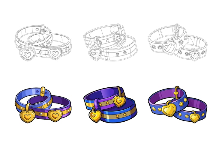 Vector coloridas pulseras de encanto para el corazón diseñadas para artesanías creativas y proyectos artísticos
