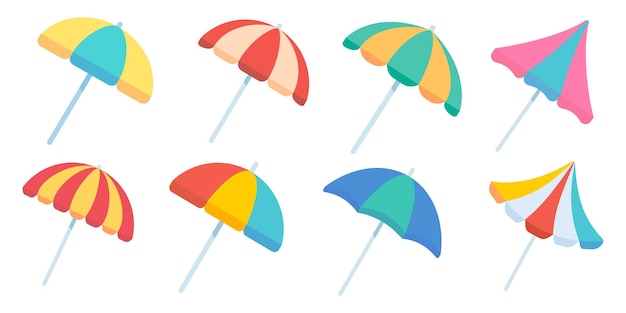 Coloridas sombrillas de playa Para protegerse del calor de la playa en verano
