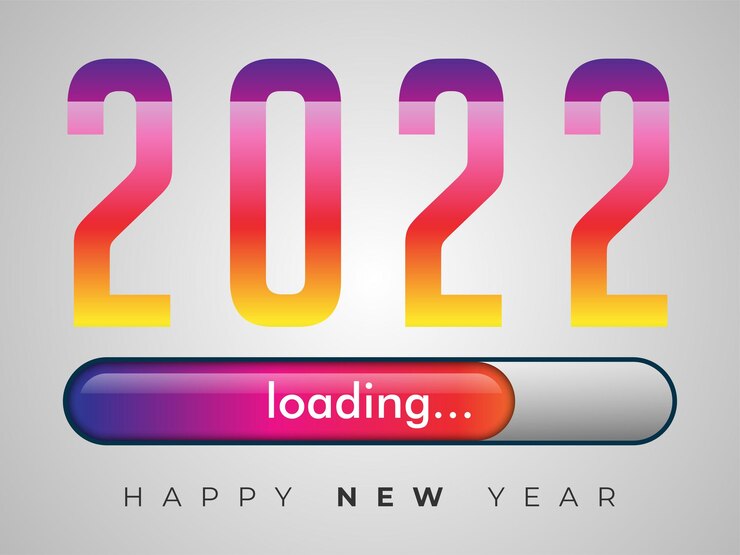 Vector colorido 2022 con barra de carga celebración de año nuevo
