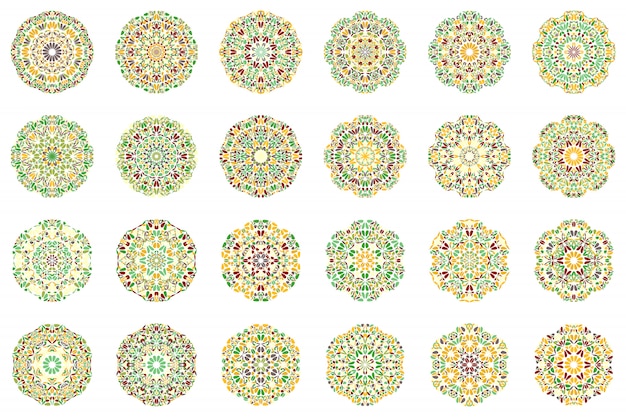 Colorido abstracto geométrico flor mandala logo set