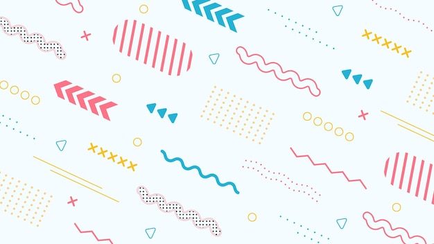 Colorido Abstracto Geométrico Memfis Patrón Fondo con Formas y Líneas para Diseño Moderno