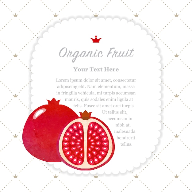 Colorido acuarela textura naturaleza fruta orgánica memo marco rojo granada