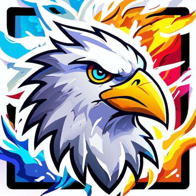 Vector colorido águila mascota esport dibujado a mano plano elegante pegatina de dibujos animados icono concepto aislado