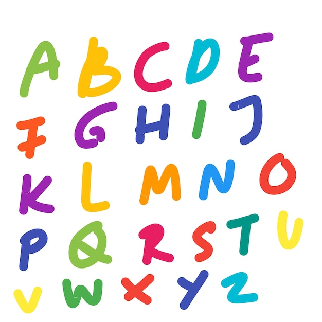 El colorido alfabeto escrito a mano