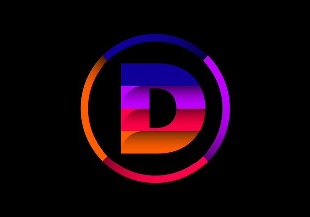 Colorido alfabeto letra D monograma en un círculo moderno diseño de logotipo vectorial para empresas y negocios