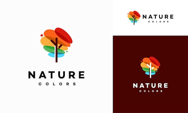 Colorido árbol planta logo vector agricultura logo diseños plantilla diseño concepto logo logotipo elemento para plantilla