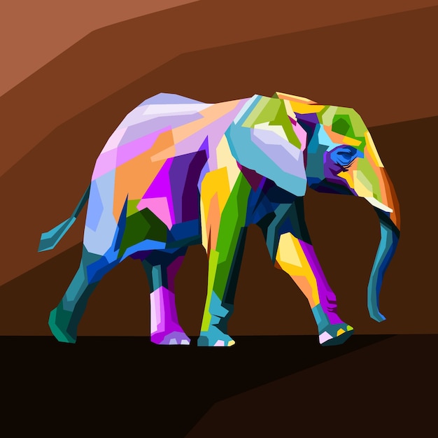 Vector colorido arte pop elefante