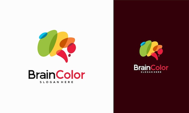 Colorido Brainstorm logo vector Brain logo diseños plantilla Ideas concepto de diseño