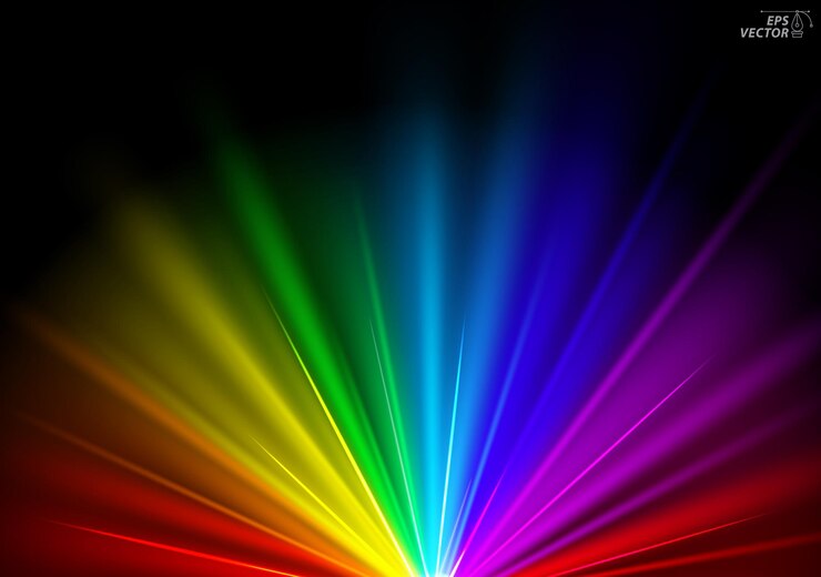Vector colorido brillante brillante fondo de luz o arco iris estrella brillante concepto de brillo 3d ilustración