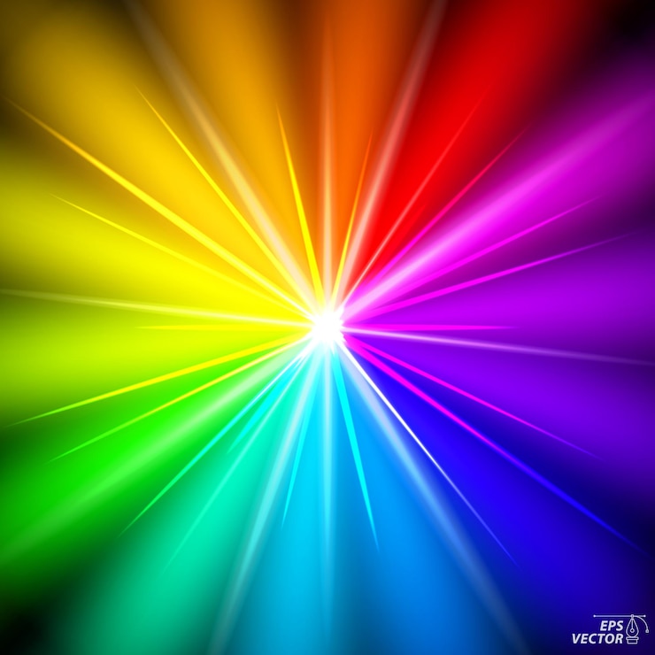 Vector colorido brillante brillante fondo de luz o arco iris estrella brillante concepto de brillo 3d ilustración