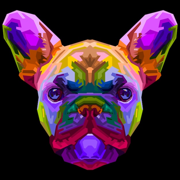 Colorido bulldog francés en estilo pop art. ilustración.