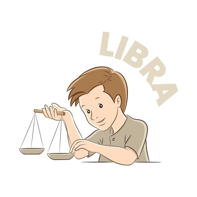 colorido, caricatura, de, libra, signo zodiacal