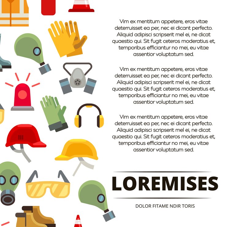 Vector colorido cartel de iconos de equipo de protección personal plana