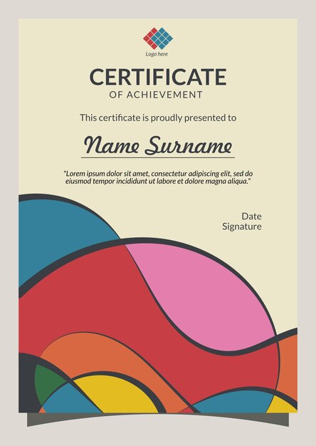 Un colorido certificado de logro