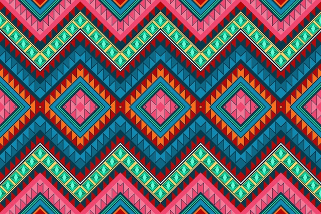 Colorido chevron vintage azteca étnica geométrica oriental sin fisuras patrón tradicional. diseño de fondo, alfombra, fondo de pantalla, ropa, envoltura, batik, tela. estilo de bordado. vector.