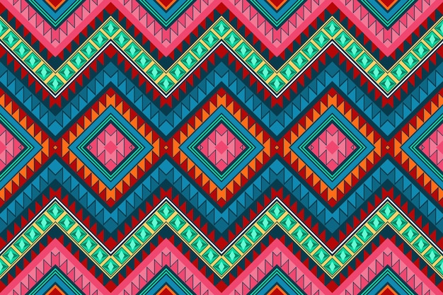 Vector colorido chevron vintage azteca étnica geométrica oriental sin fisuras patrón tradicional. diseño de fondo, alfombra, fondo de pantalla, ropa, envoltura, batik, tela. estilo de bordado. vector.