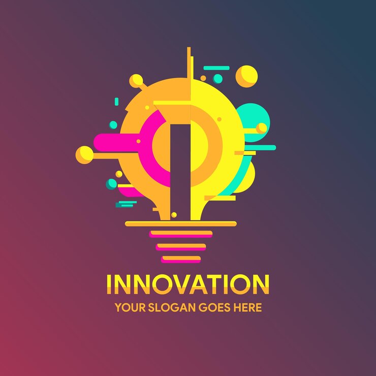 Un colorido concepto e ilustración del logotipo de innovación