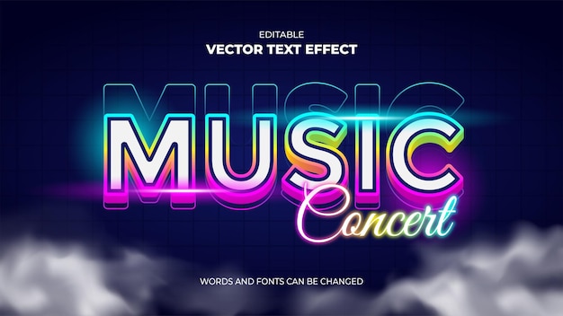 colorido concierto de música efecto de texto editable