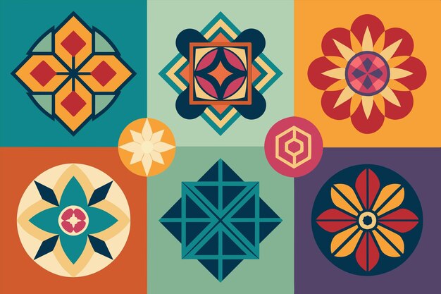 un colorido conjunto de azulejos con un diseño que dice cita el diseño cita
