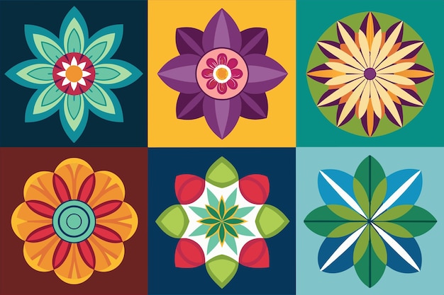 un colorido conjunto de flores y un diseño colorido
