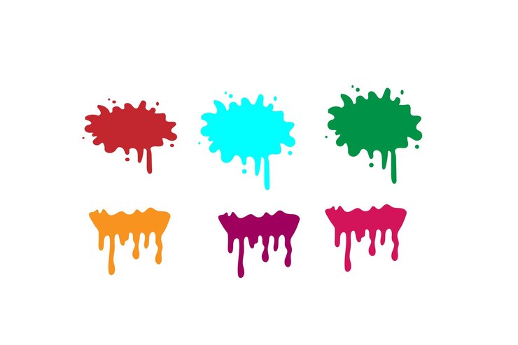 Vector un colorido conjunto de gotas de color con la palabra colores en él