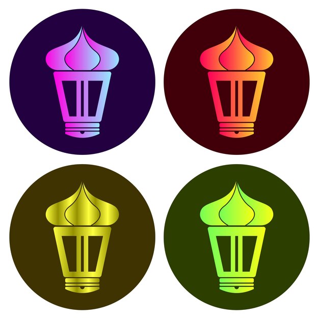 Colorido conjunto de iconos internos ilustración vectorial para diseño gráfico relacionado con ramadán