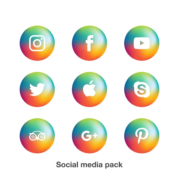 Colorido conjunto de iconos de redes sociales más populares