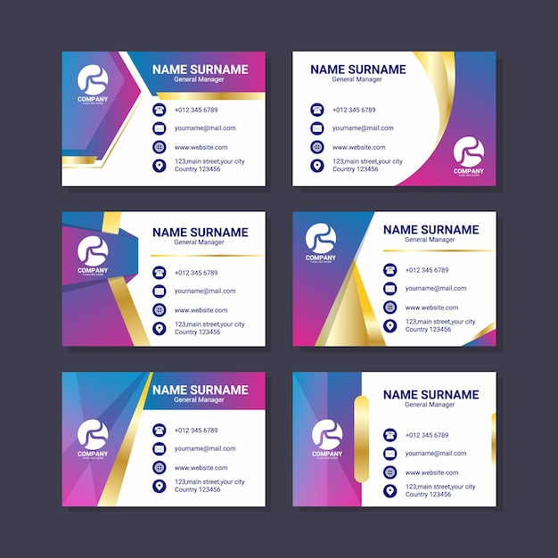un colorido conjunto de tarjetas de visita con el nombre nombre r