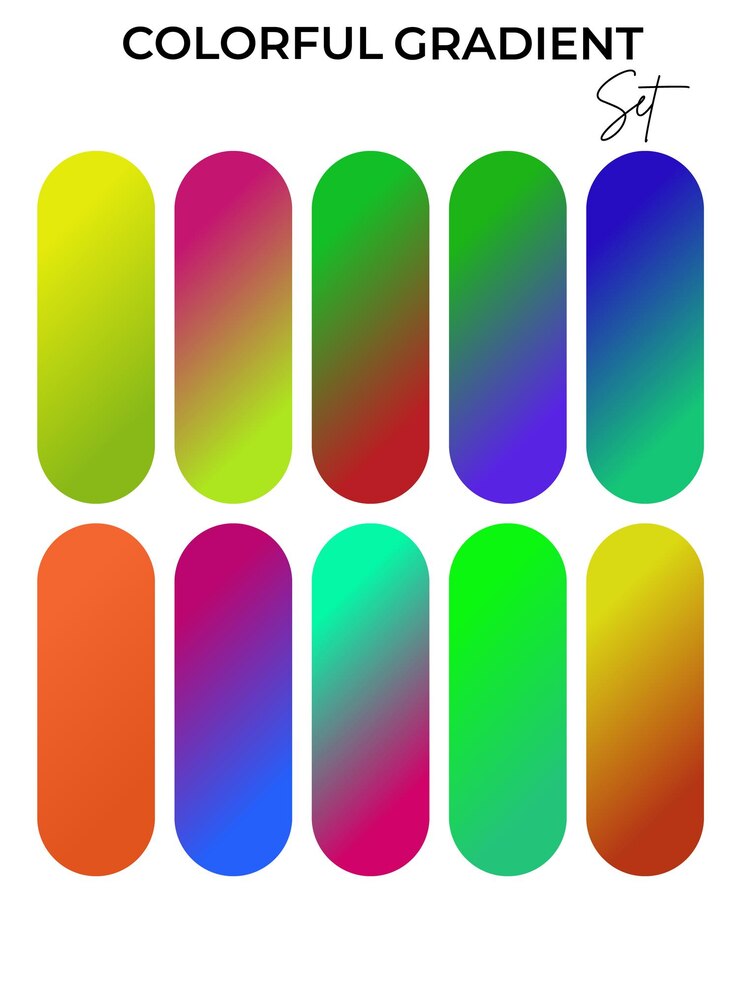 Vector un colorido conjunto de uñas con diferentes colores y colores