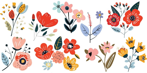 El colorido conjunto de vectores florales en formato EPS de estilo fleurdelis permite una fácil edición y cambio de tamaño.