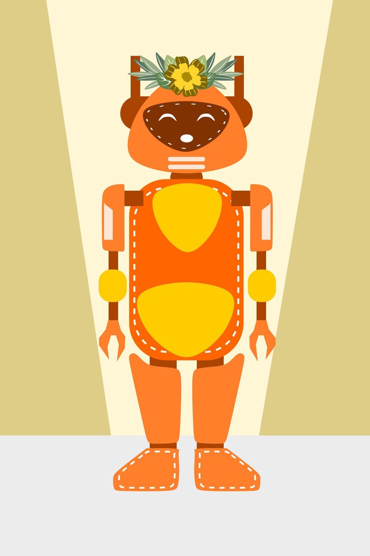 Un colorido conjunto vectorial futurista de robots avatares con cara feliz