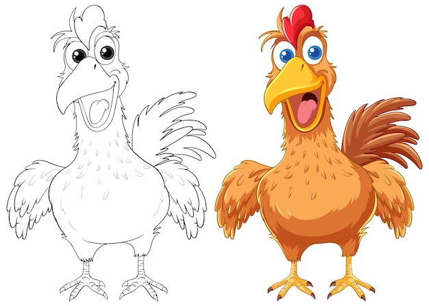 El colorido contorno de pollo de dibujos animados