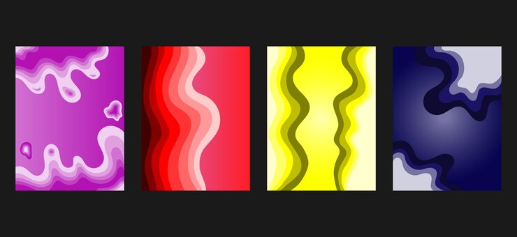 Vector colorido corte de papel multi capas 3d texturas de patrones topográficos conjunto abstracto relieve de corte de papel