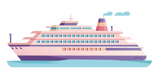 un colorido crucero con un esquema de colores azul y rosa