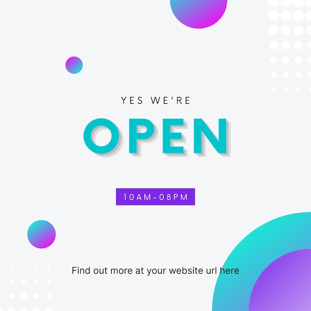 Colorido degradado moderno Estamos abiertos Publicación de Instagram