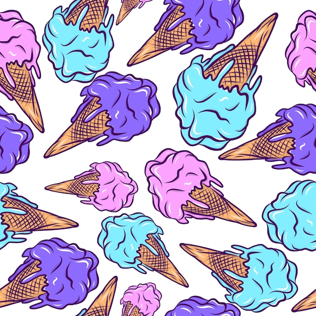 Vector colorido derretir helado de patrones sin fisuras