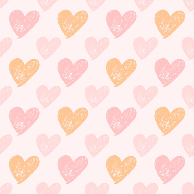 Colorido dibujado a mano corazón grunge lindo patrón sin costuras.